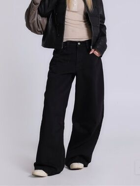 Jaded London Colossus Black Wide-Leg Jeans - High Waisted Casual Pants
